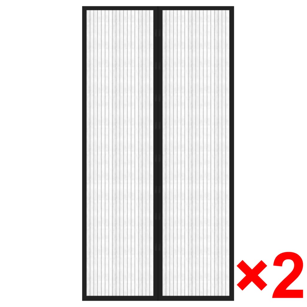 Vidaxl hmyz dveře záclony 2 ks magnetické 210x100 cm černé