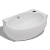 Vidaxl Washbasin s jeřábovým otvorem a přistávací keramickou bílou