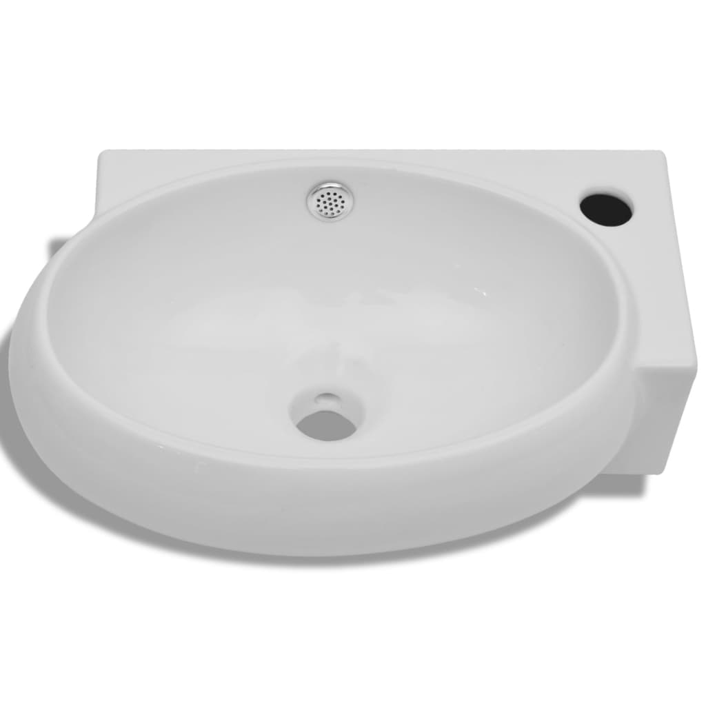 Vidaxl Washbasin s jeřábovým otvorem a přistávací keramickou bílou