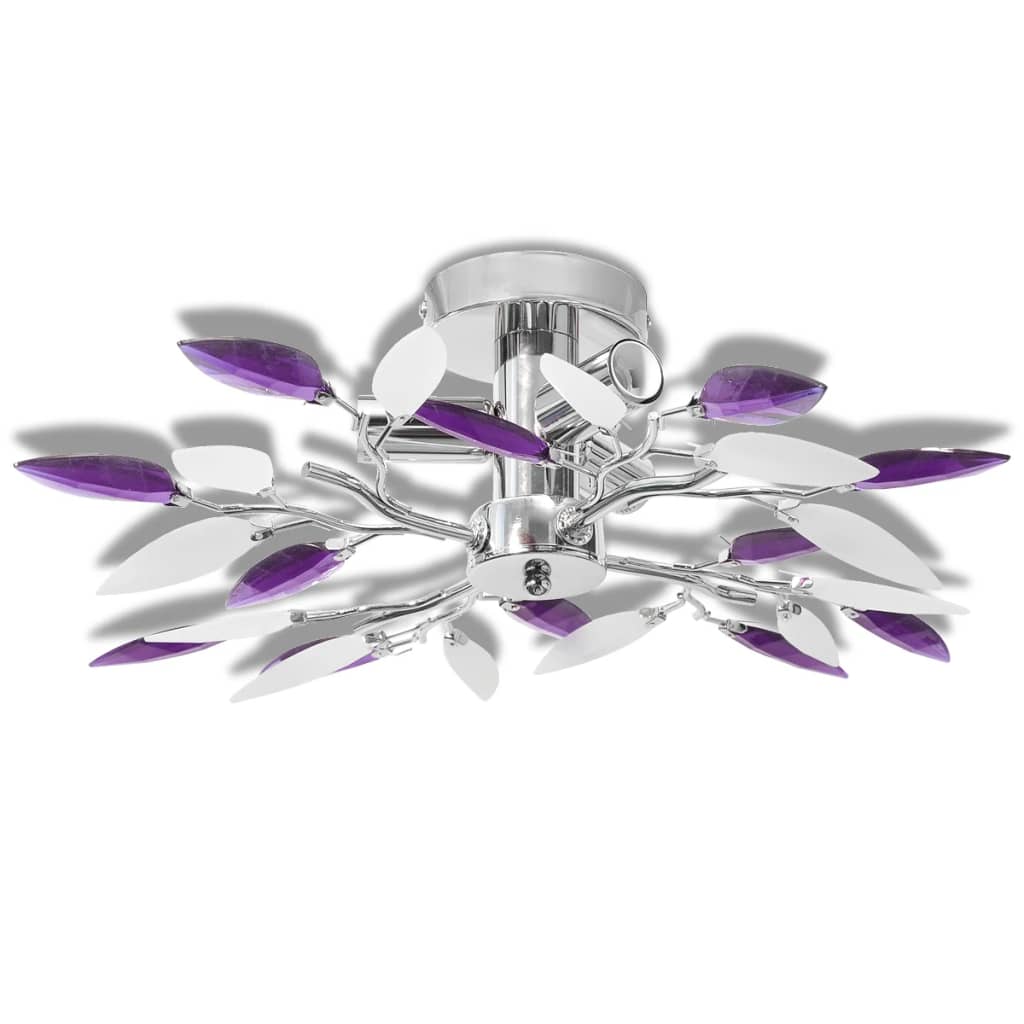 Vidaxl Plafond lampe blanche et cristal acrylique violet Feuilles 3XE14