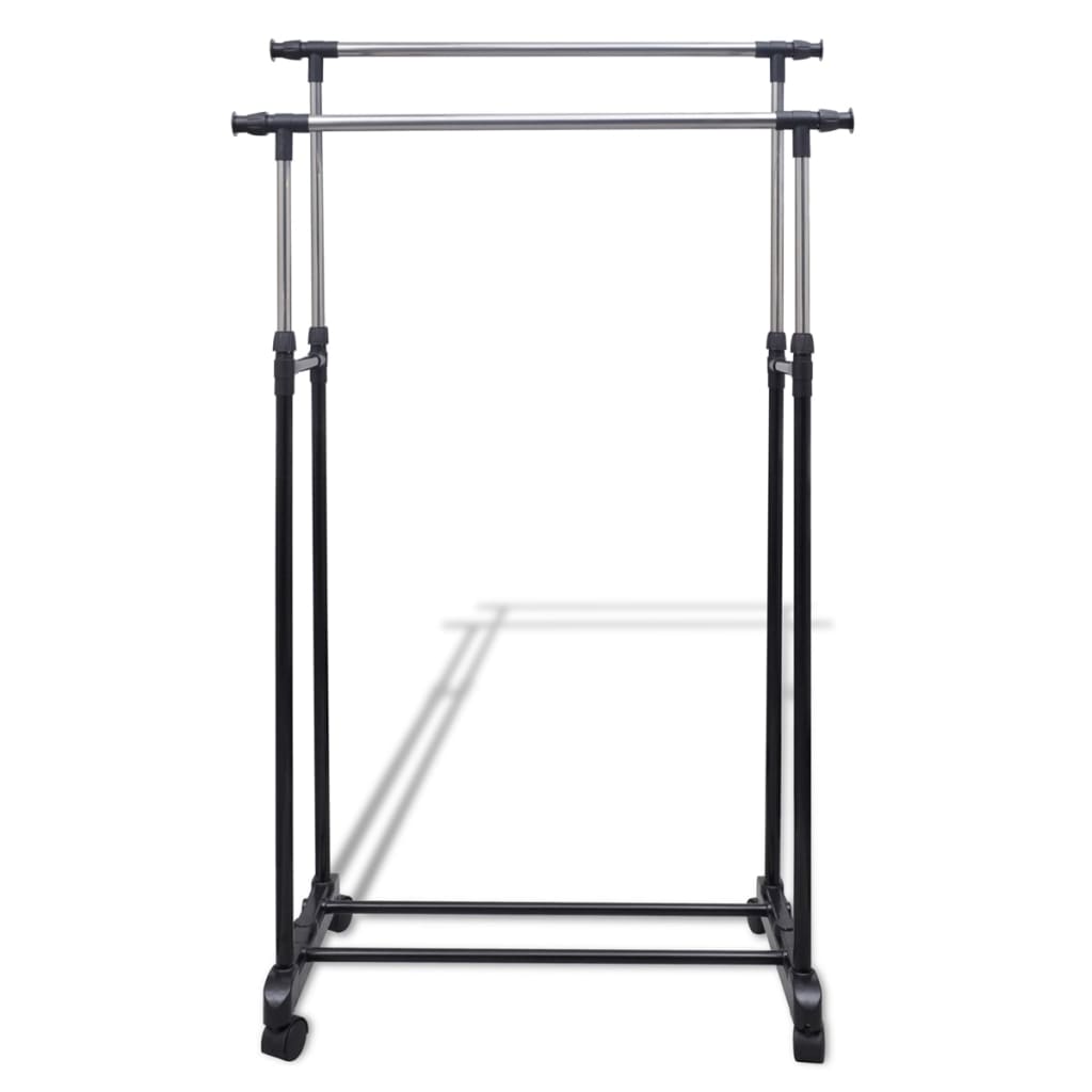 Vidaxl Roce Rack ajustable con 4 ruedas y 2 rieles colgantes