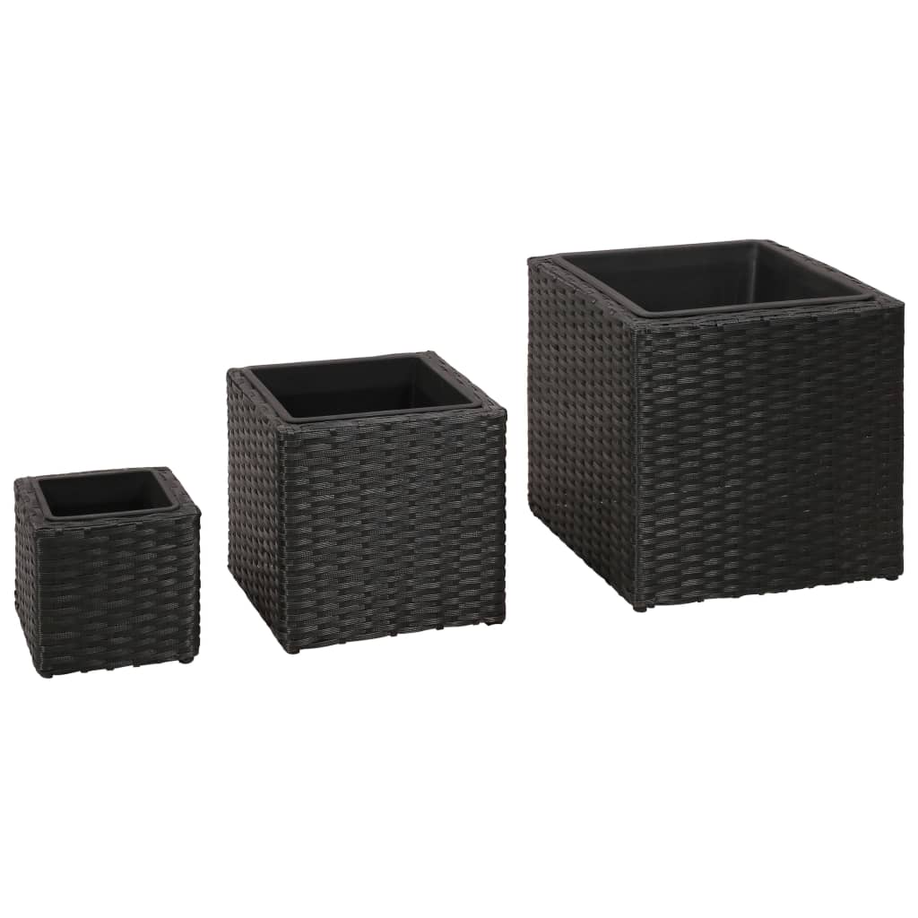 Plantadores Vidaxl criados en 3 st Poly Rattan Black