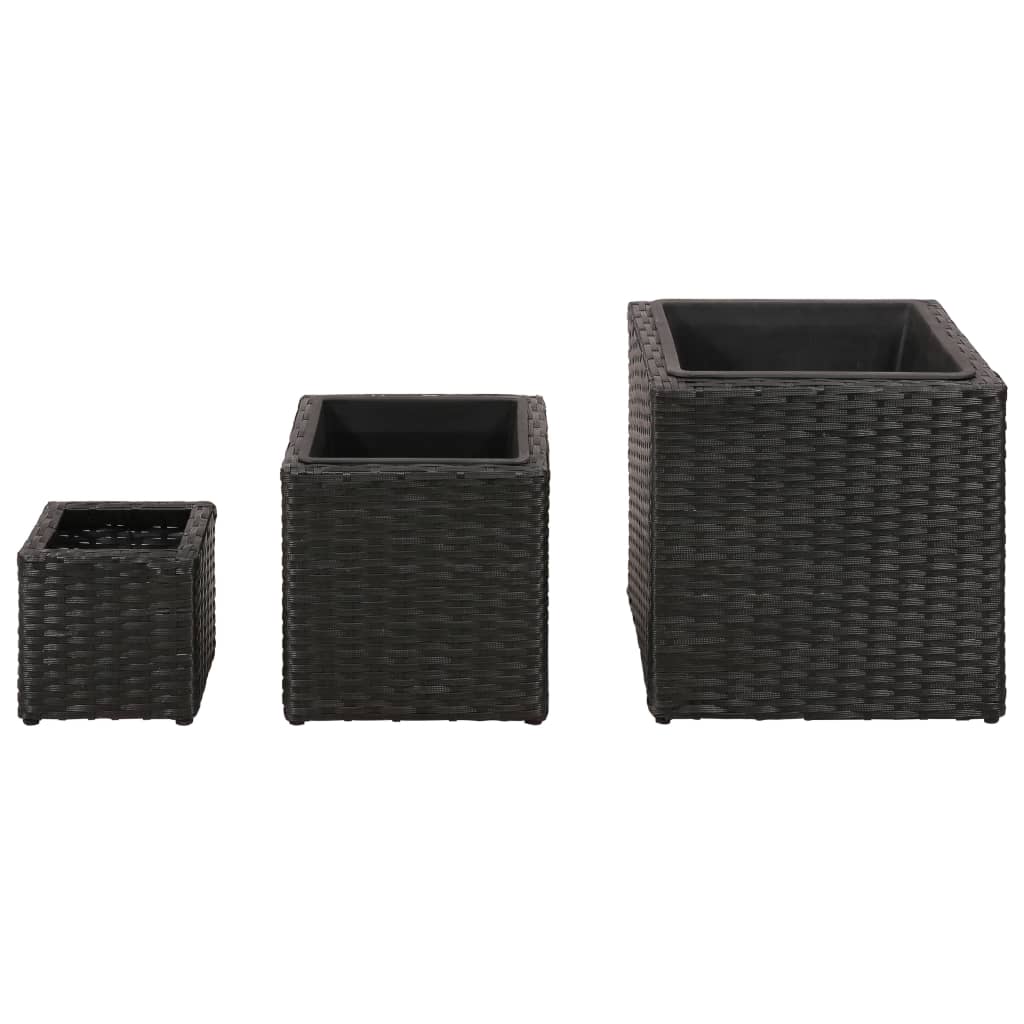 Plantadores Vidaxl criados en 3 st Poly Rattan Black