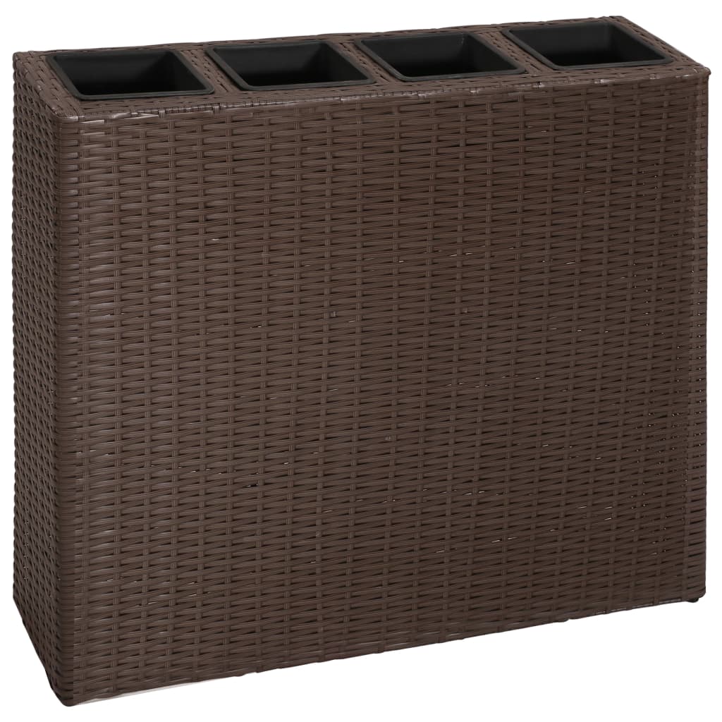 Vidaxl -Pflanzer mit 4 Töpfen Poly Rattan Brown angehoben