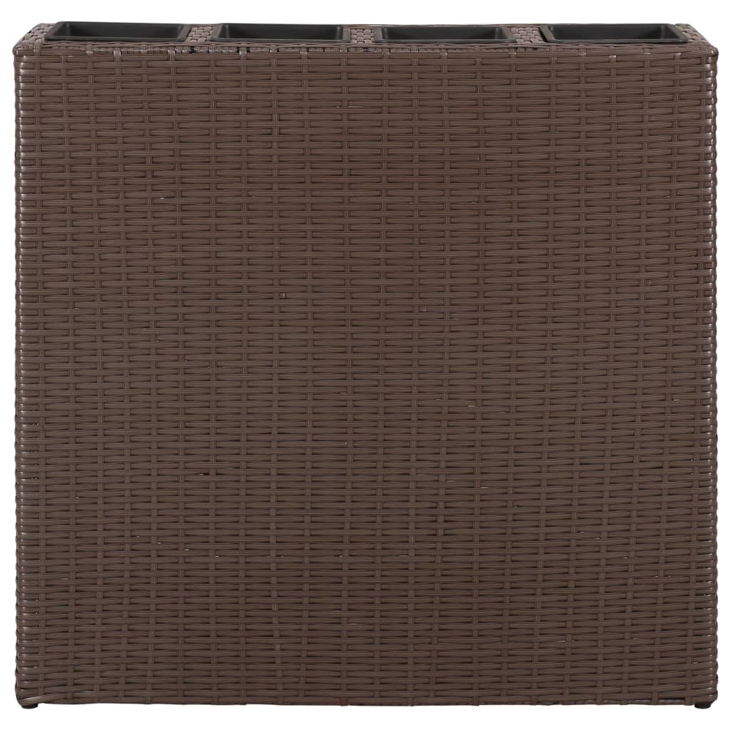 Vidaxl -Pflanzer mit 4 Töpfen Poly Rattan Brown angehoben