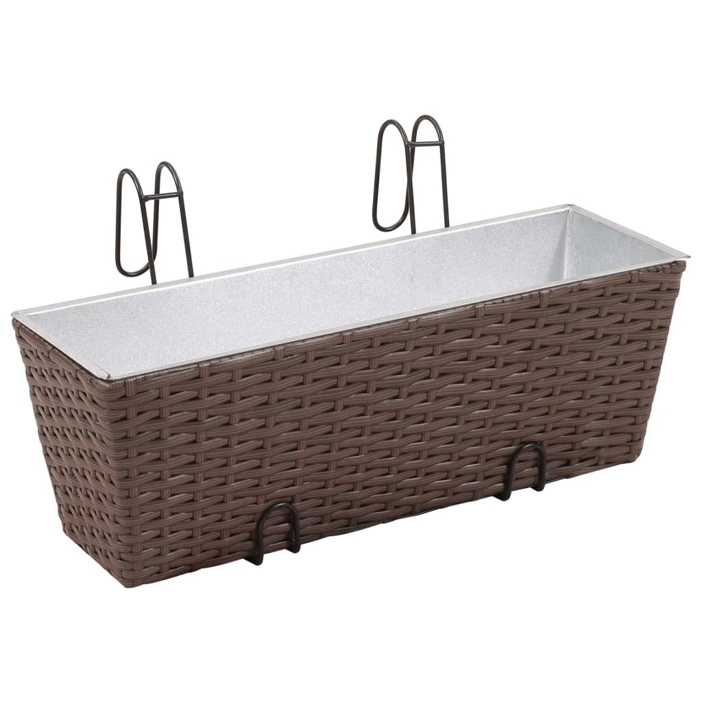 VidaXL Balkonplantenbakken 2 st 50 cm rattan bruin