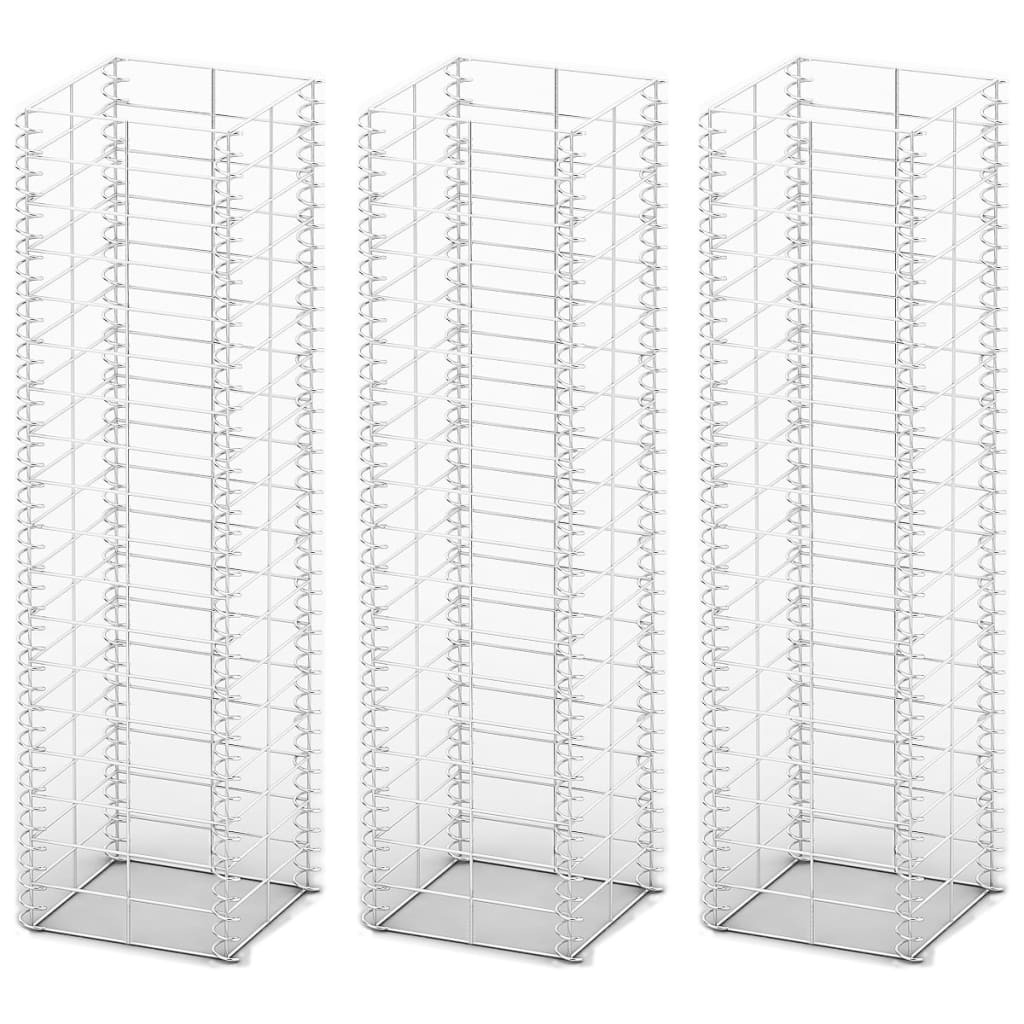 Vidaxl 3-Part Schans Basket Set 25x25x100 cm galvaniseret ledning