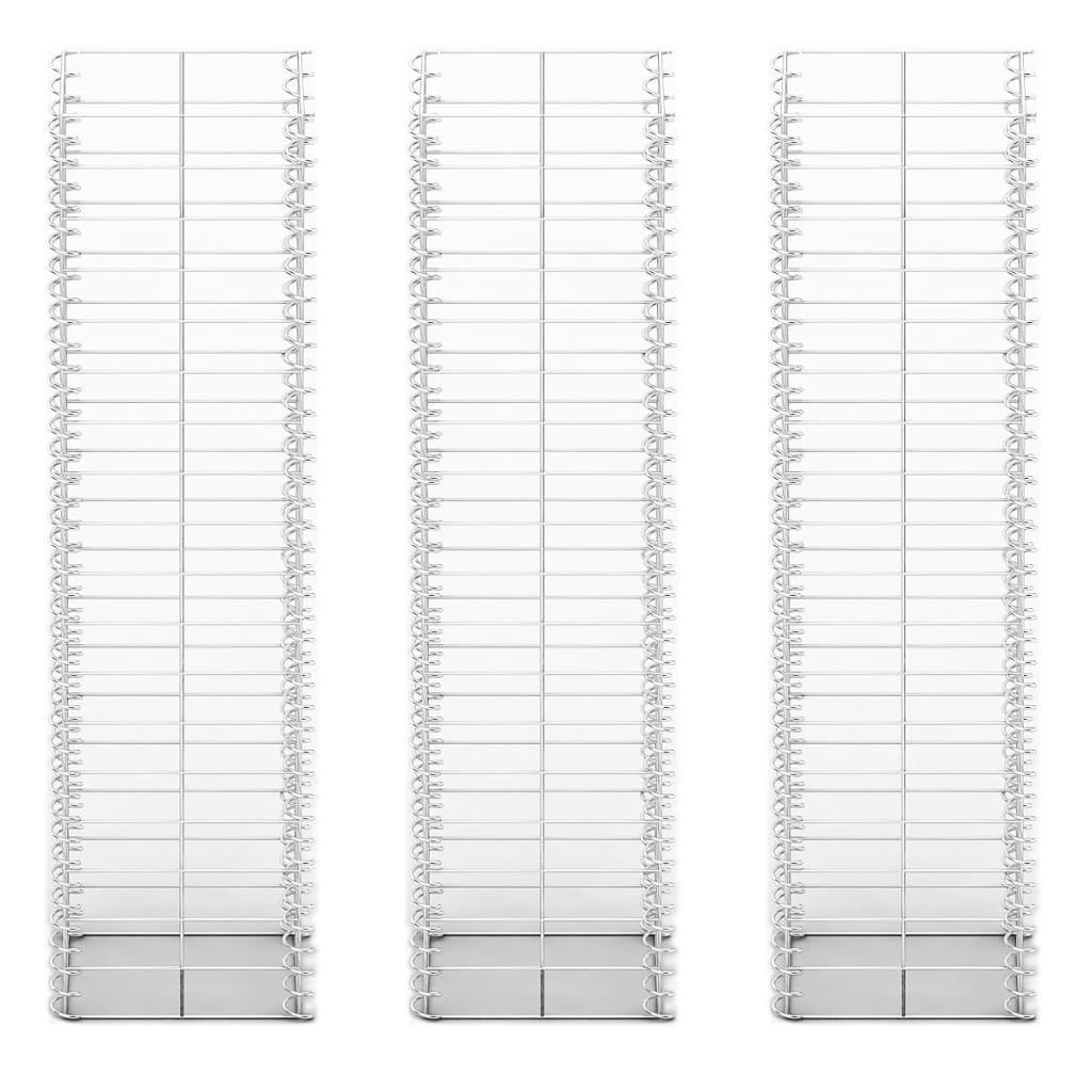 Vidaxl 3-Part Schans Basket Set 25x25x100 cm galvaniseret ledning