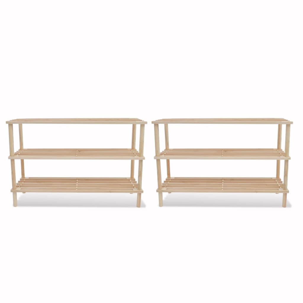 Vidaxl shoe racks with 3 shelves 2 pcs solid pinewood