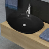 Vidaxl Washbasin s přistáním černé oválné keramiky 59 x 38,5 cm