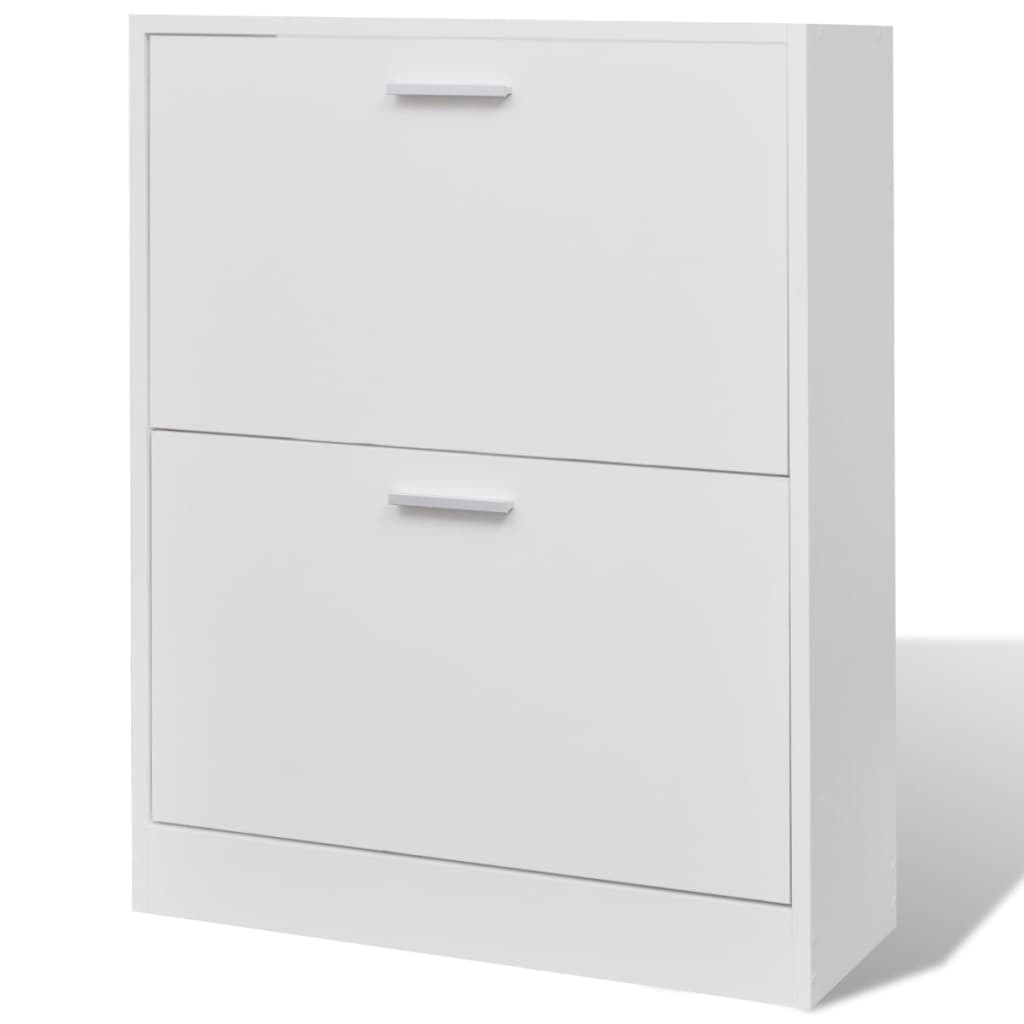 Gabinete de zapatos Vidaxl con 2 compartimentos de madera de blanco