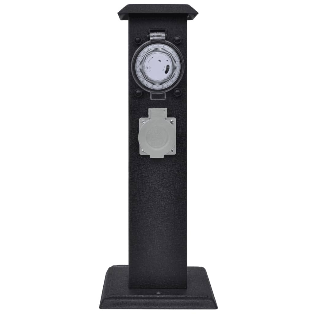 Vidaxl buitenstopContact en columna con interruptor de tiempo (negro)