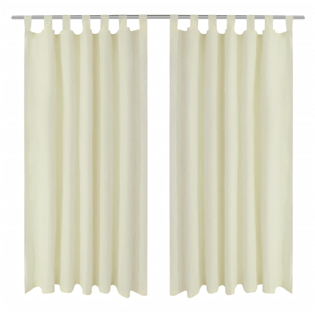 Vidaxl Micro-Satin Curtains with rings 140 x 225 cm 2 pieces (cream)