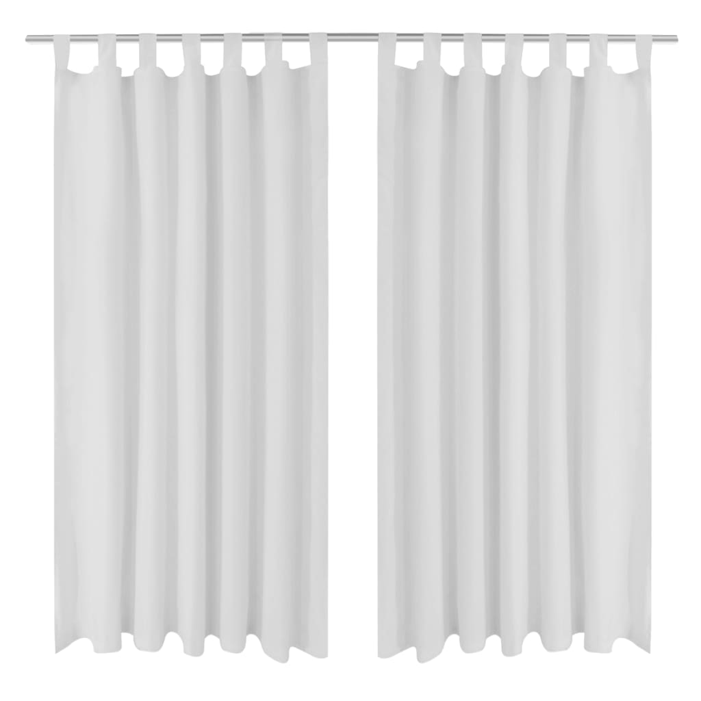 Vidaxl Micro-satin rideaux avec anneaux 140 x 225 cm 2 pièces (blanc)