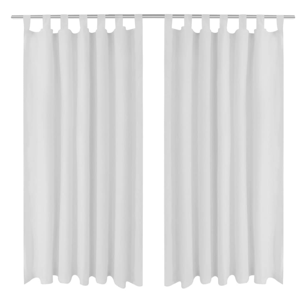 Vidaxl Micro-satin rideaux avec anneaux 140 x 245 cm 2 pièces (blanc)