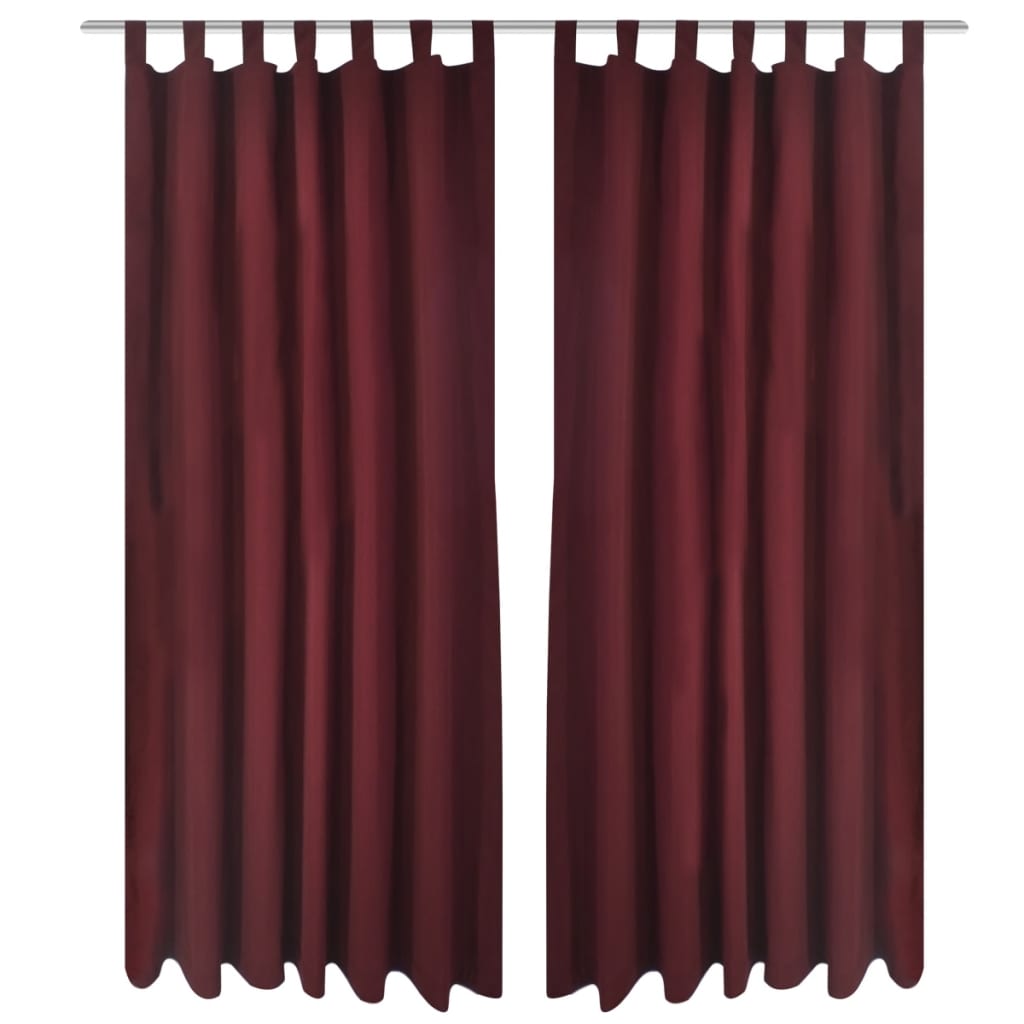 Vidaxl Micro-Satin Curtains with rings 140 x 225 cm 2 pieces (wine red)