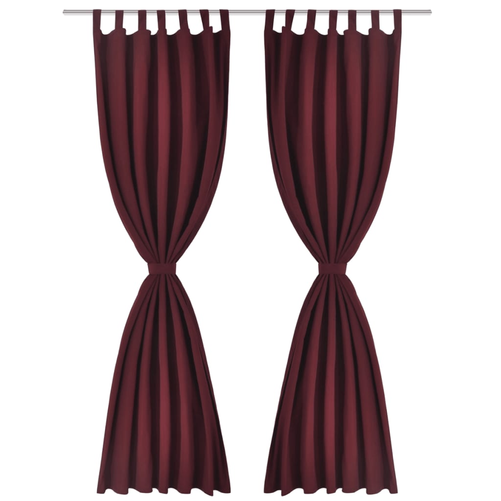 Vidaxl Micro-Satin Curtains with rings 140 x 225 cm 2 pieces (wine red)