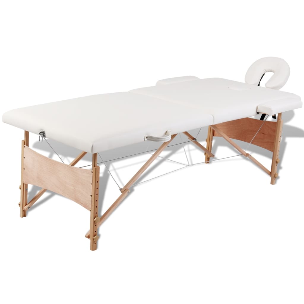 Vidaxl Massage pliable Tableau 2 zones avec cadre en bois (crème)