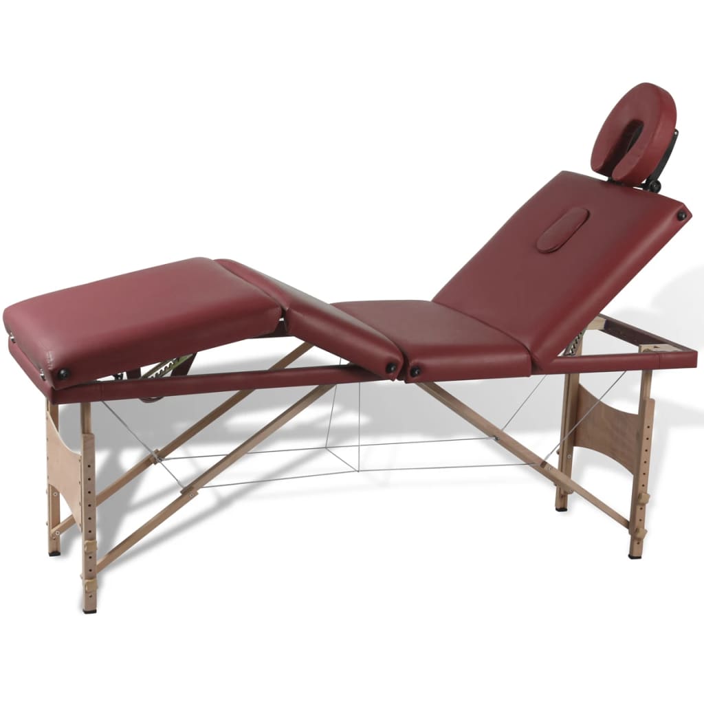 Vidaxl Massage table Collapsible with wooden frame (four parts red)