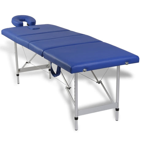 VidaXL Massagetafel inklapbaar met aluminium frame (vier delen blauw)