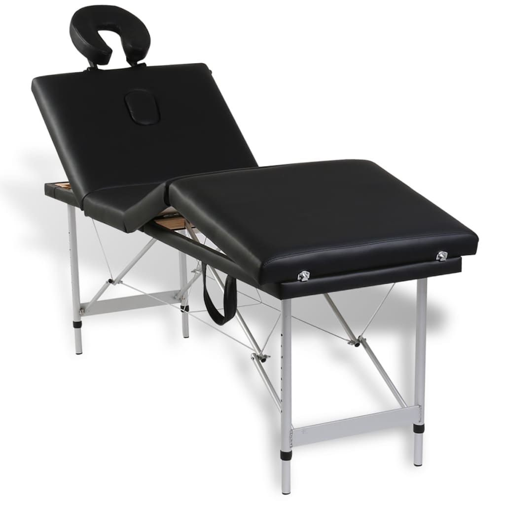 Vidaxl Massage Dësch mat 4 Zonen klappen Aluminum Frame schwaarz