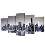 VidaXL Canvas muurdruk set monochroom York skyline 100 x 50 cm