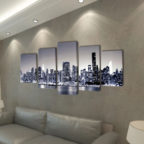 VidaXL Canvas muurdruk set monochroom York skyline 200 x 100 cm