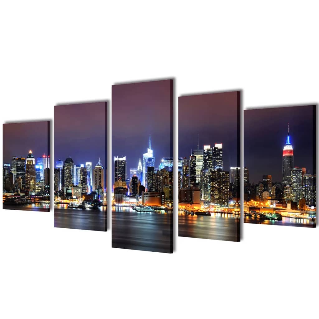 VidaXL Canvas muurdruk set Kleurrijke York skyline 100 x 50 cm