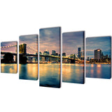 Vidaxl Canvas Wall Plate Set Brooklyn Bridge River View 200 x 100 cm