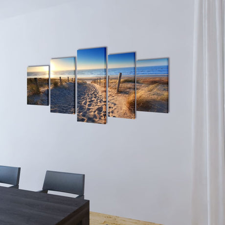 VidaXL Canvas muurdruk set zandstrand 100 x 50 cm