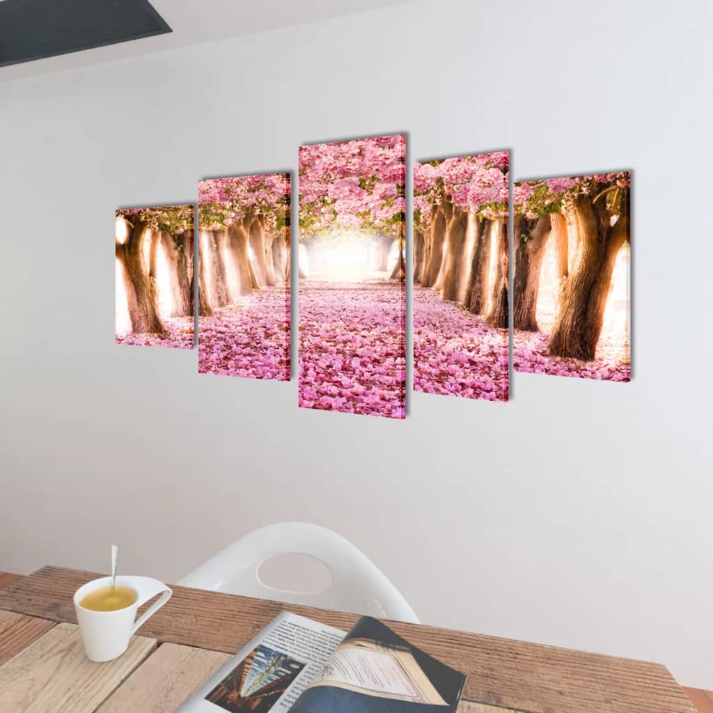 Vidaxl Canvas Mur Pressure Print Set de cerisier Blossom 100 x 50 cm