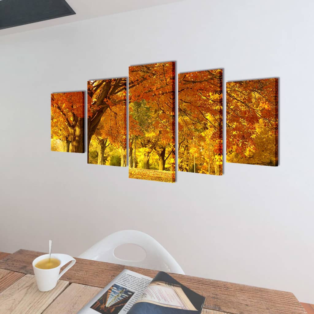 VidaXL Canvas muurdruk print set esdoorn 200 x 100 cm