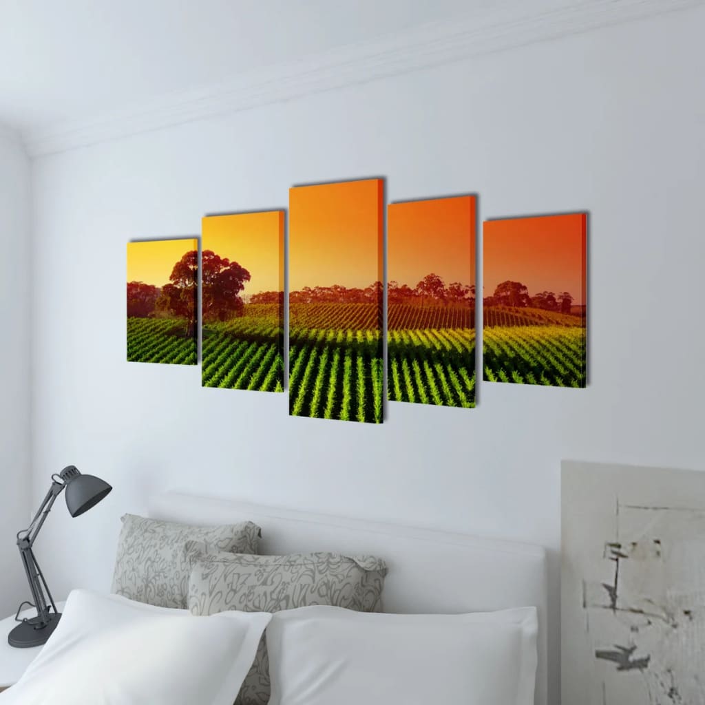 VidaXL Canvas muurdruk set velden 100 x 50 cm