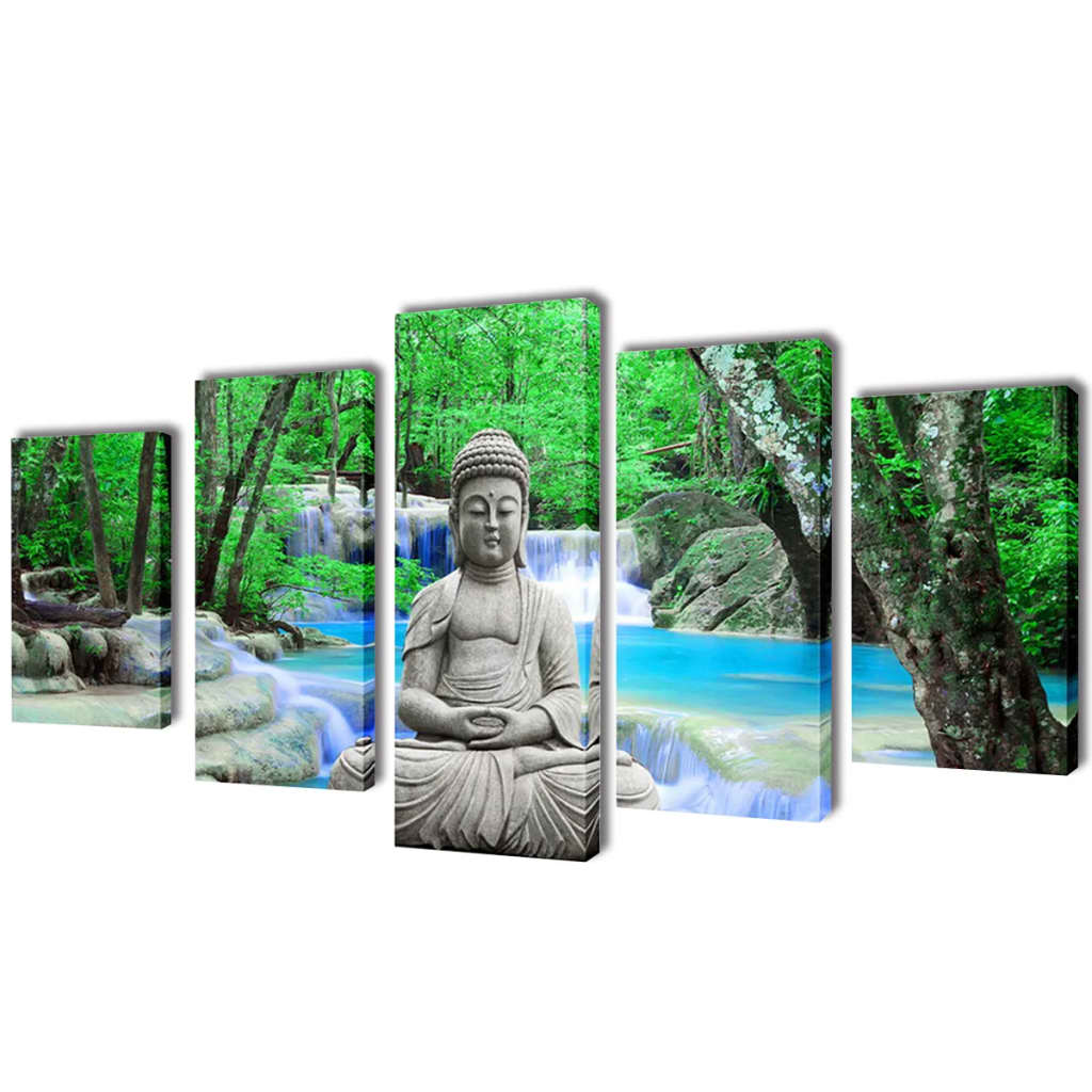 Vidaxl Canvas Wall Print Set Buddha 200 x 100 cm