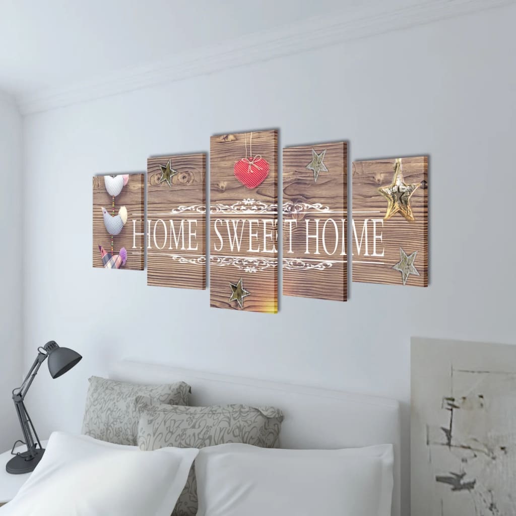 Vidaxl Canvas Wanddruckdruck Set Home Sweet Home 100 x 50 cm