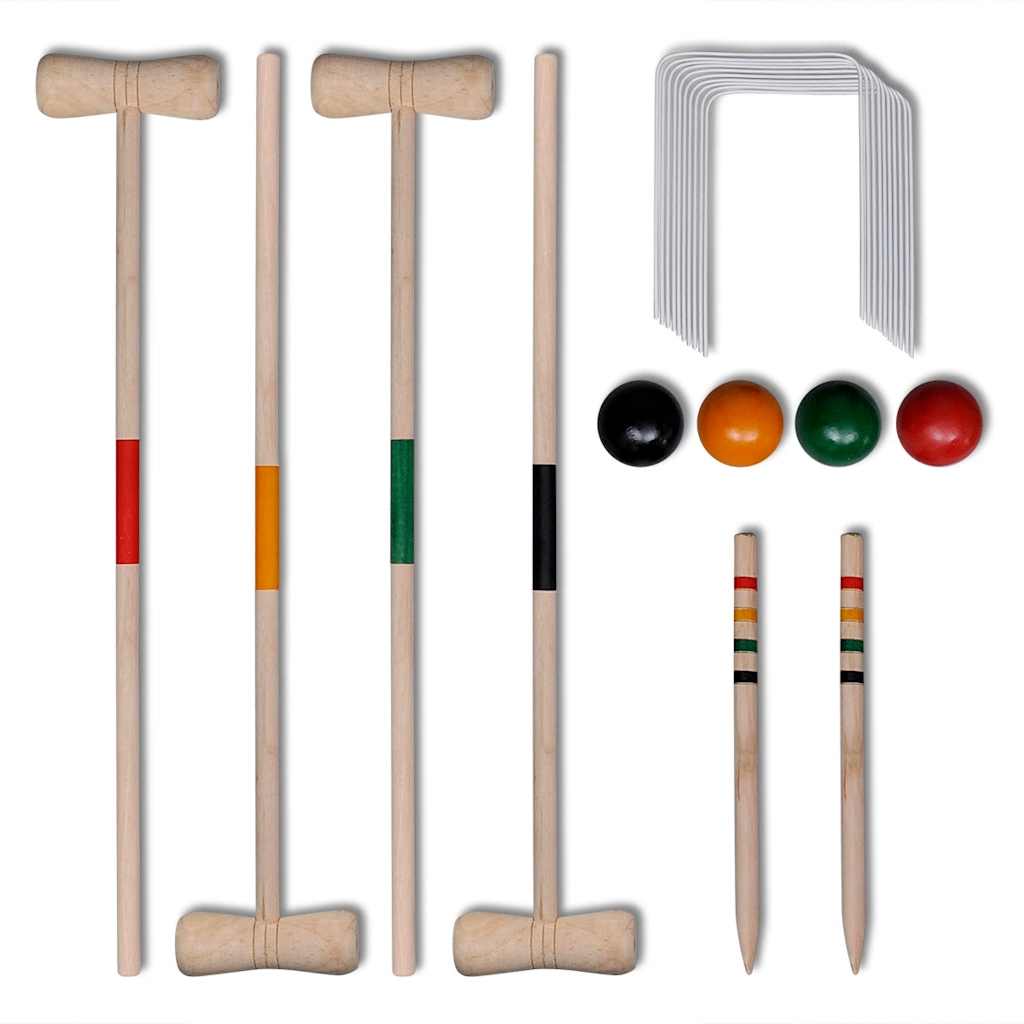 Juego de croquet de Vidaxl para 4 jugadores de madera