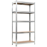 Vidaxl Storage Rack Acero de 5 capas y gris de madera procesada