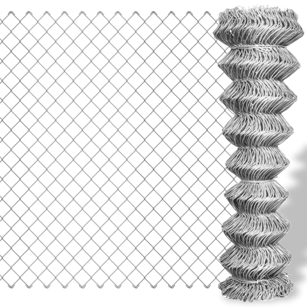 Vidaxl Mesh Fence 25x1.25 M de acero galvanizado de color plateado