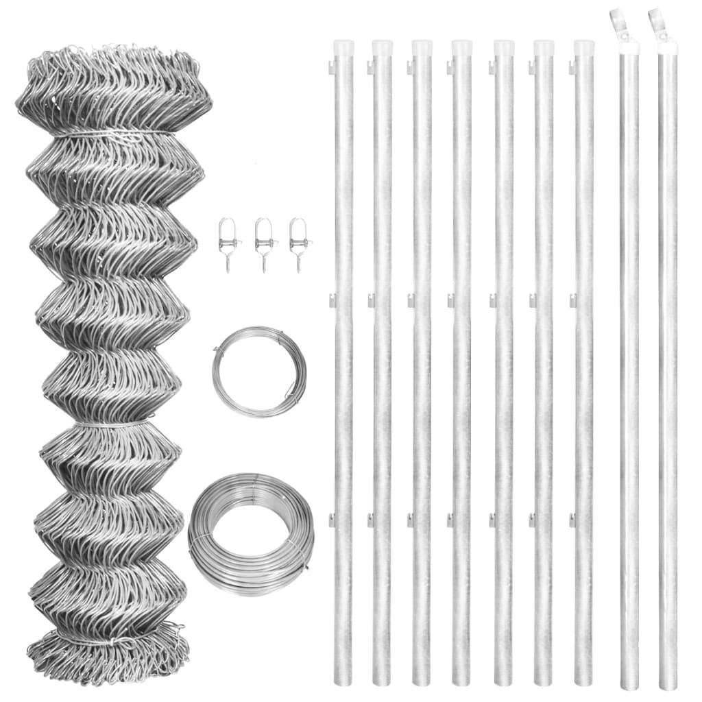 Clôture en maille vidaxl avec poteaux 15x1 m en acier galvanisé en acier couleur