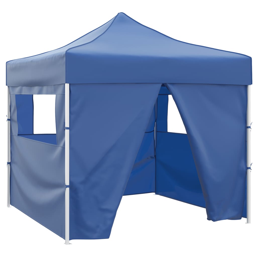 Vidaxl Folding tent with 4 side walls 3x3 m blue