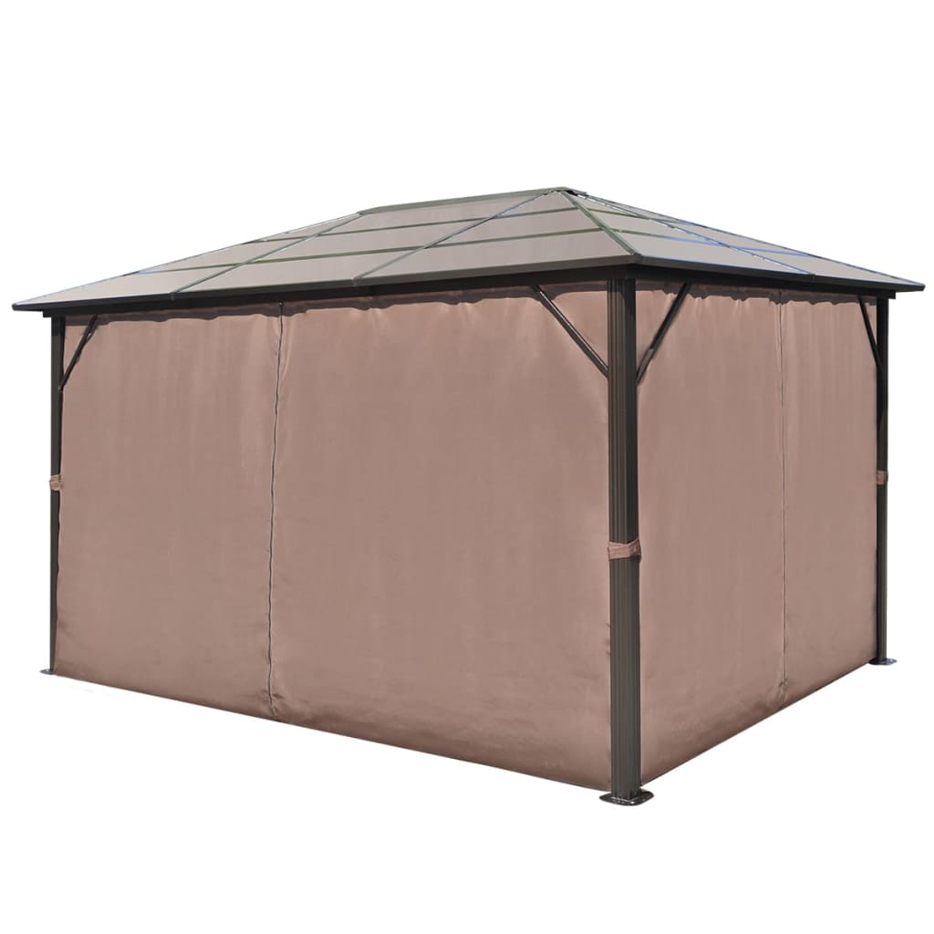 Vidaxl Arbor med gardin 400x300 cm aluminiumbrun