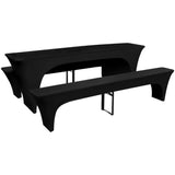 VidaXL covers for beer table and benches stretch black 3 pieces 225 x 70 x 80 cm