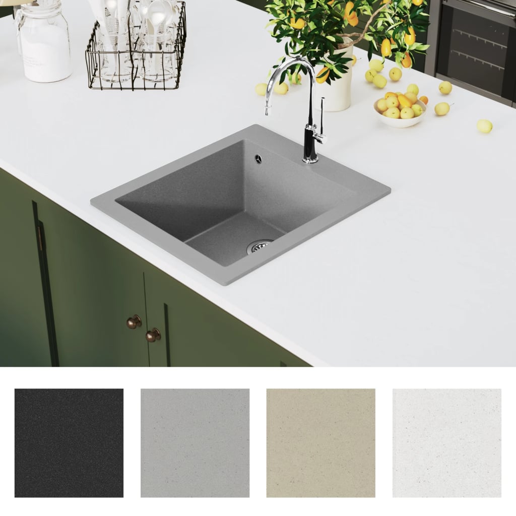 Vidaxl Sink Structure Single Bowl of Granite Grey