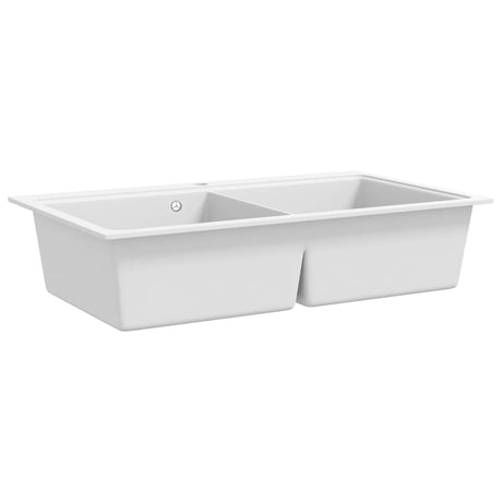 Vidaxl granite double basin sink white