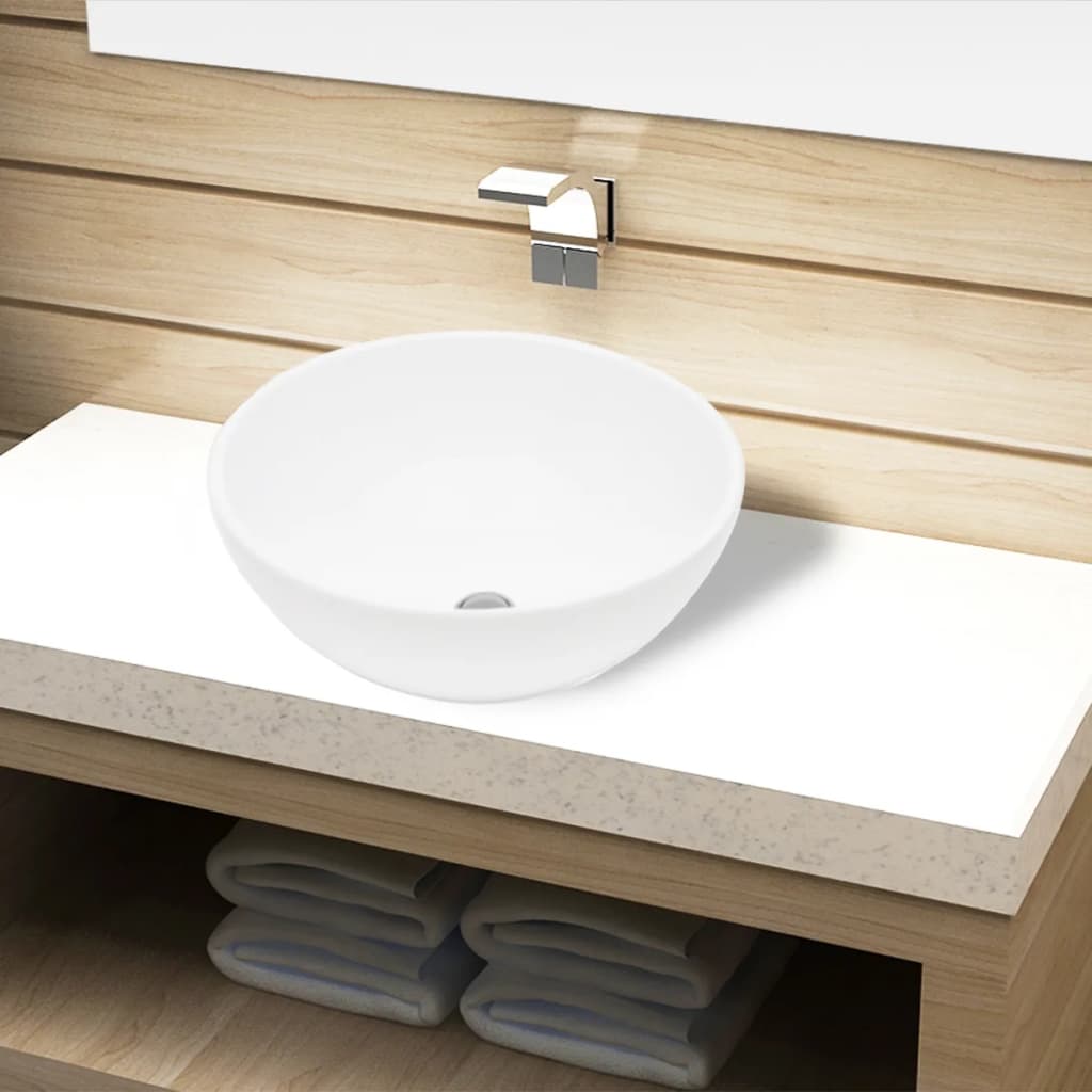 Vidaxl Washbasin kulatá keramická bílá