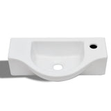 VidaXL Washbasin With Crane Hole White Ceramics