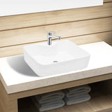 VidaXL Washbasin With Crane Hole White Square Ceramic