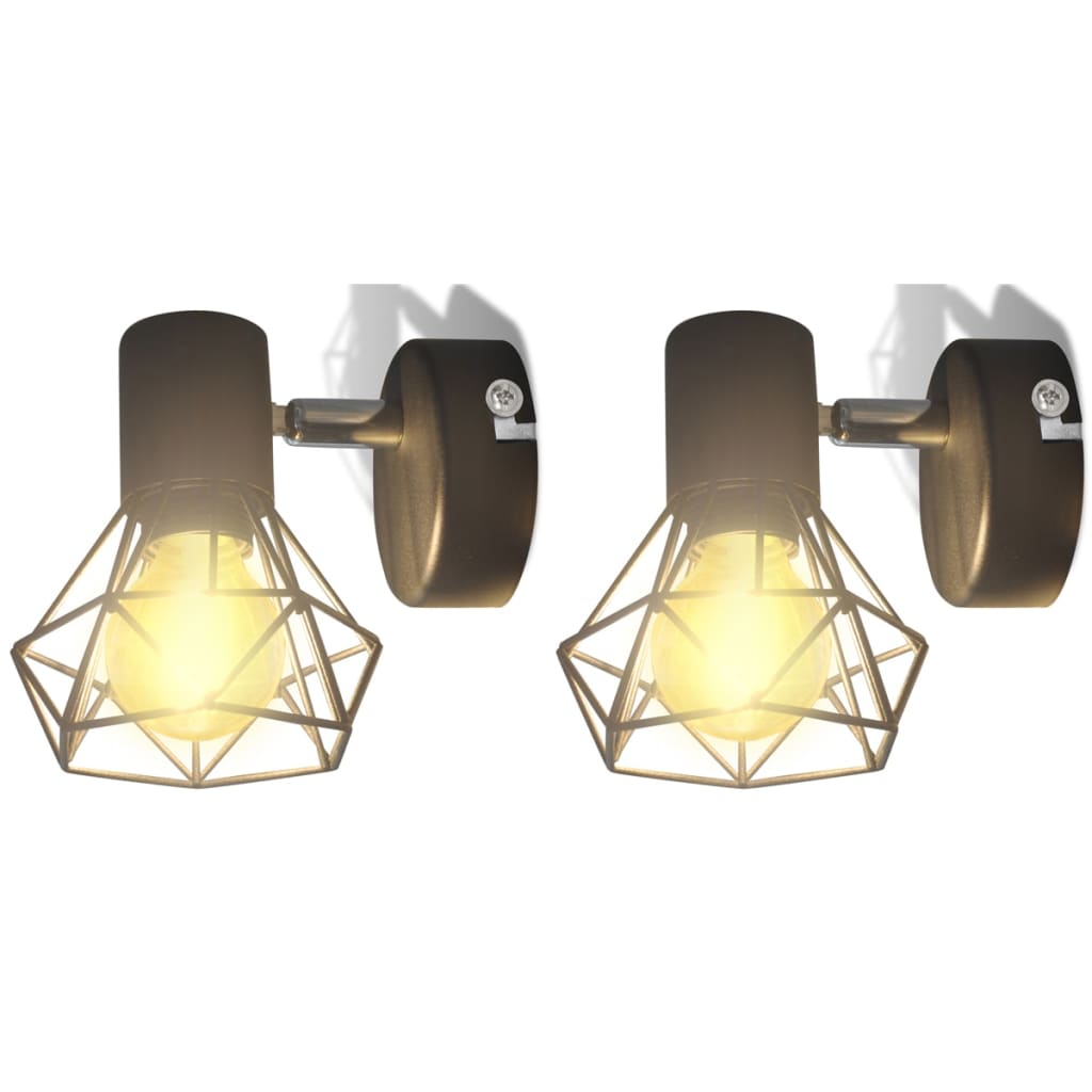 Vidaxl Wall Lamps 2 St med LED industriell stil svart