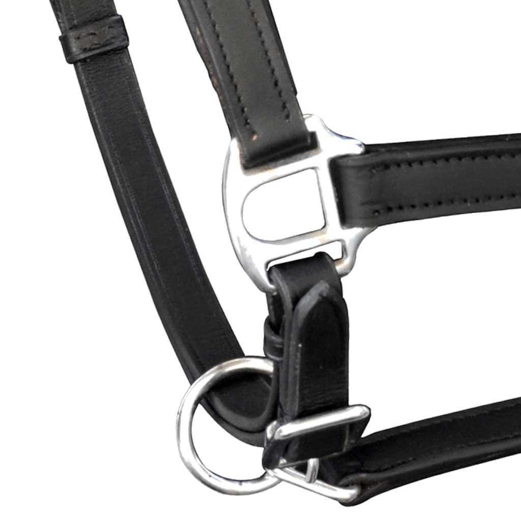 Vidaxl Halster Regolable Pony Real Leather Black