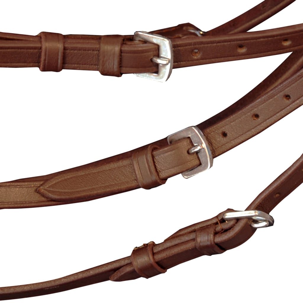 Vidaxl Bridle Leather med kombinert nesebånd, tøyler og litt brun ponni